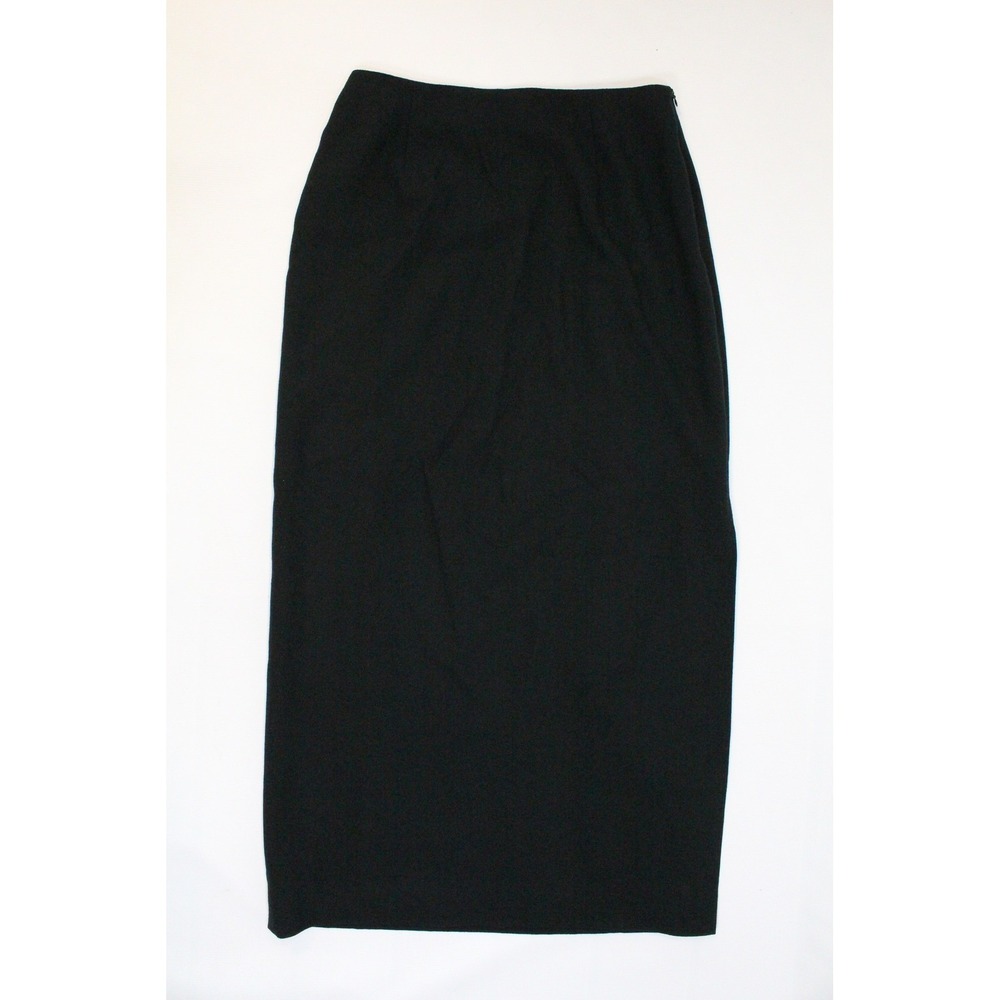 Jones New York Womens Black 100% Wool Maxi Skirt Side Slit Lined Size 10